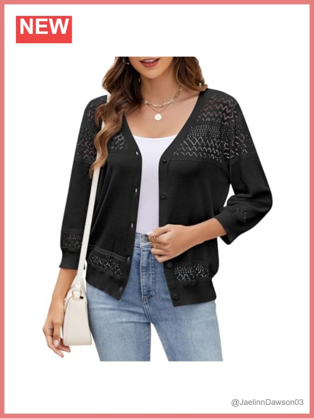 Lightweight Viscose 3/4 Sleeve Button Down Cardigan Knit Shrug